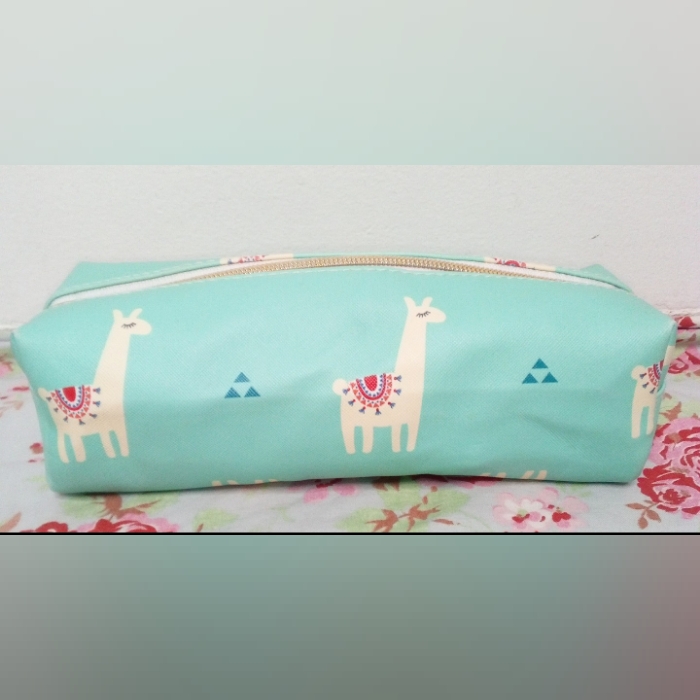 Llama Print Kids Pencil Case - Blue